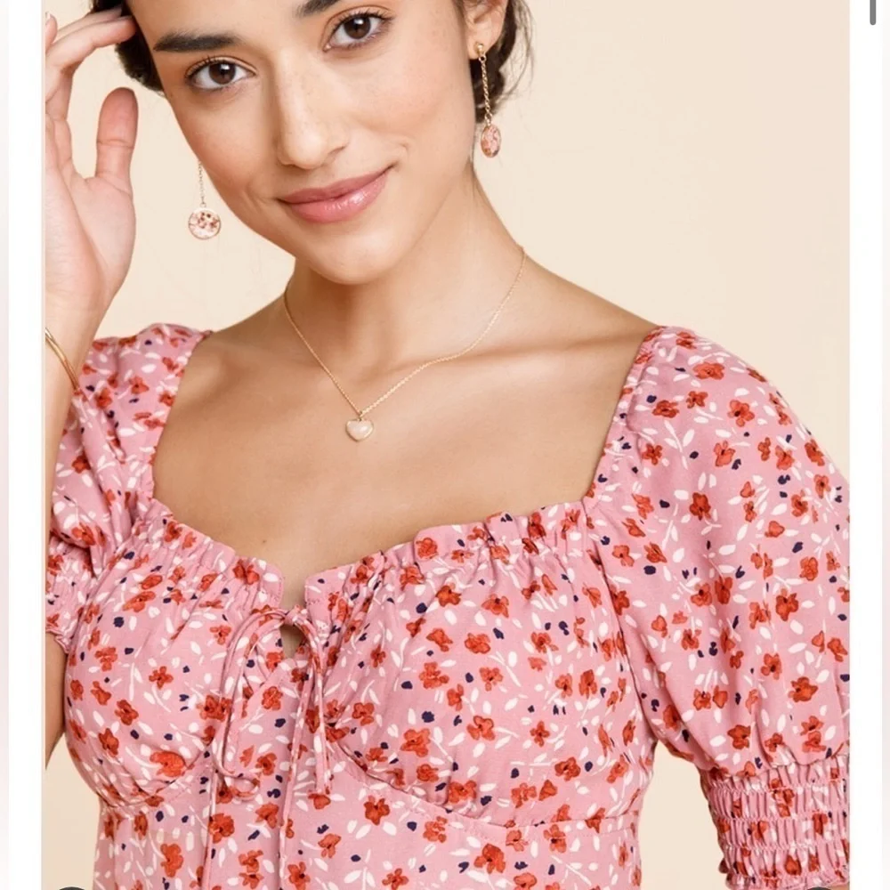 Pink Floral Mini Dress   Size XL   NWT - Picture 2 of 10